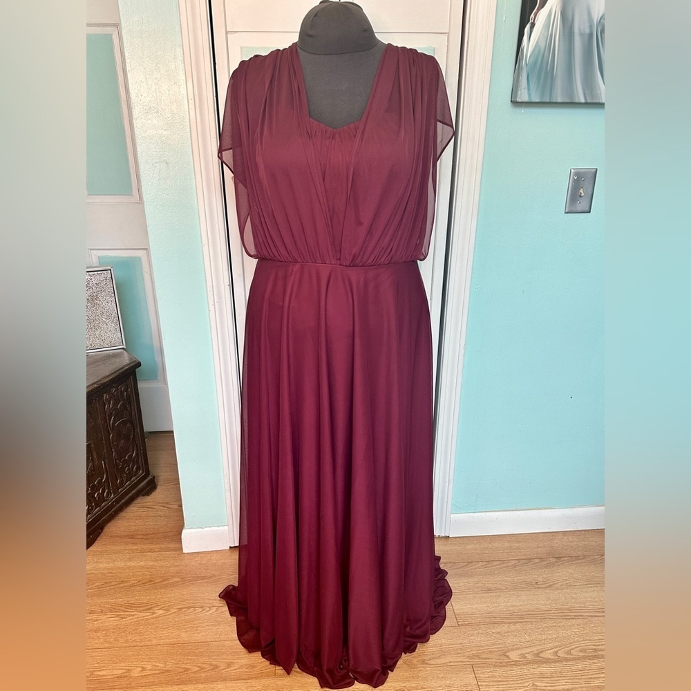 Sz 28w 28 Mahogany Burgundy Bridesmaid Mother of Bride Groom Dress Convertible